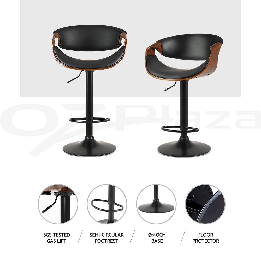 Set of 3 Ambrus Gas Lift Swivel Kitchen Counter Bar Stools - Black