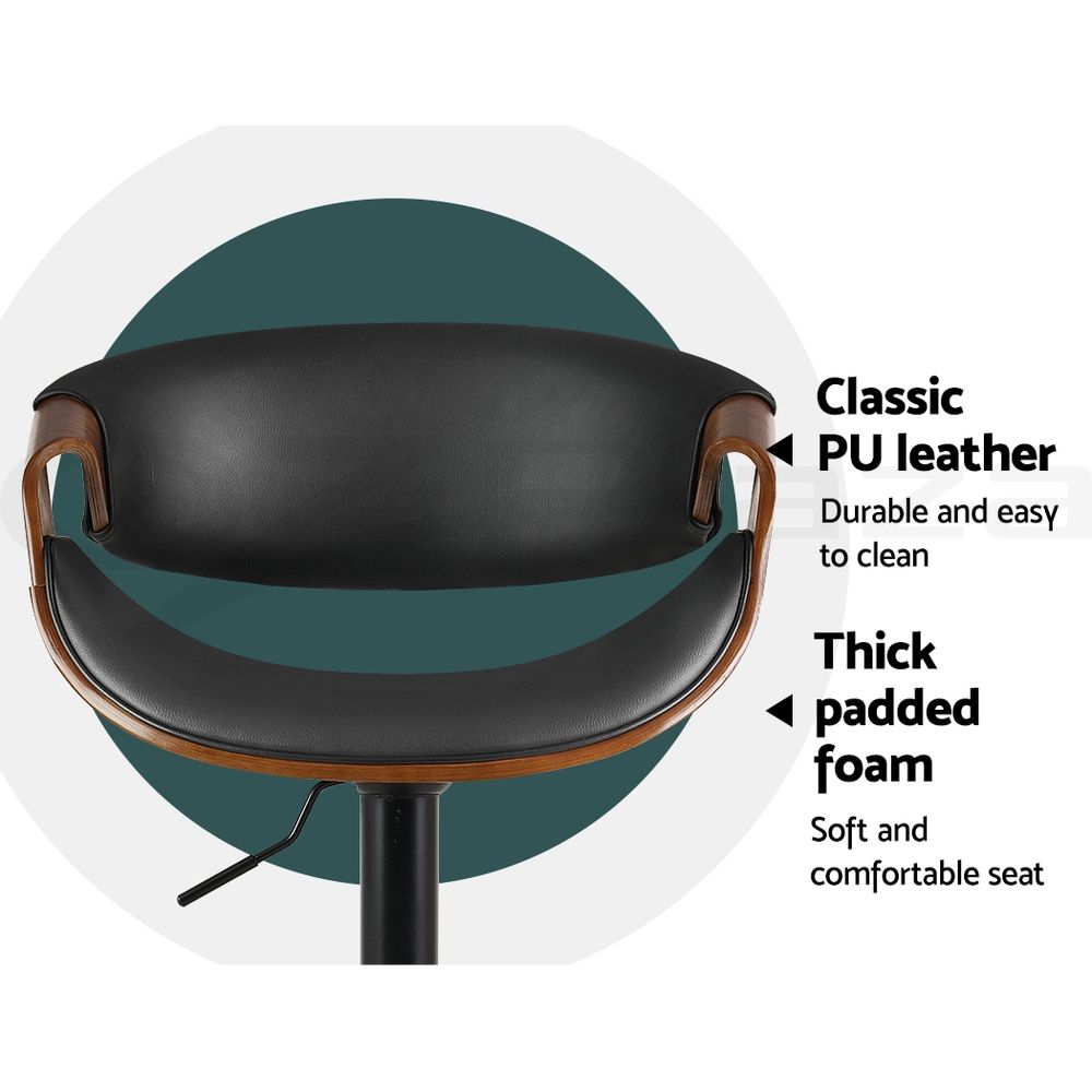 Set of 3 Ambrus Gas Lift Swivel Kitchen Counter Bar Stools - Black