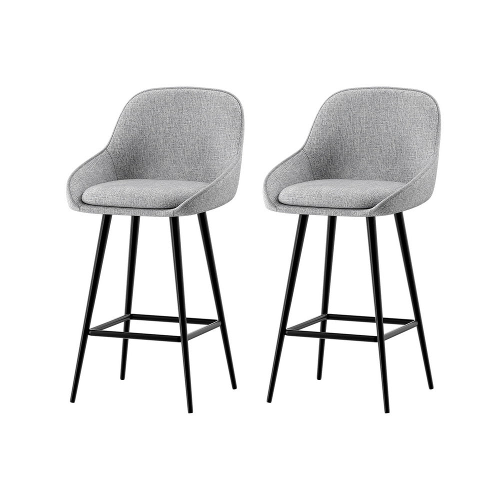 2x Bar Stools Upholstered Stool Counter Seat Kitchen Dining Chairs