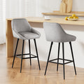 Set of 2 Halston Winged Bar Stools - Grey & Black