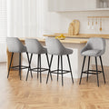 Set of 4 Halston Winged Bar Stools - Grey & Black
