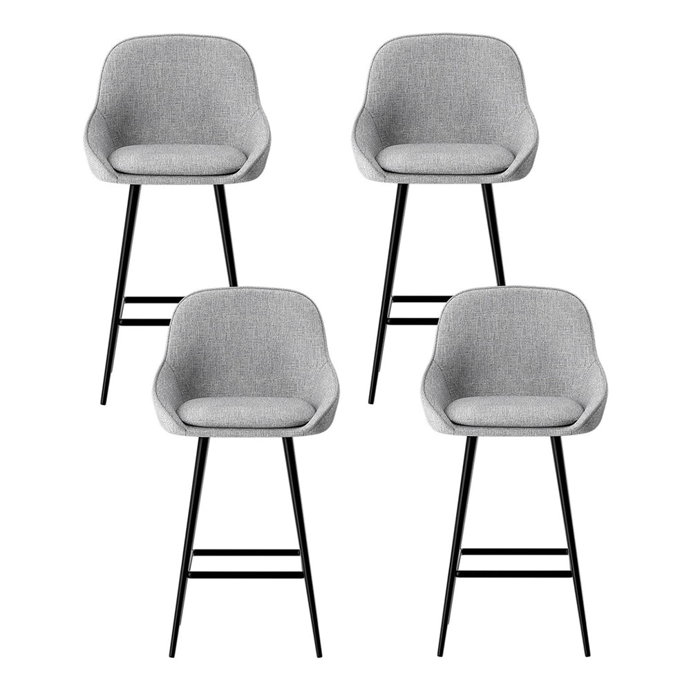 Set of 4 Halston Winged Bar Stools - Grey & Black