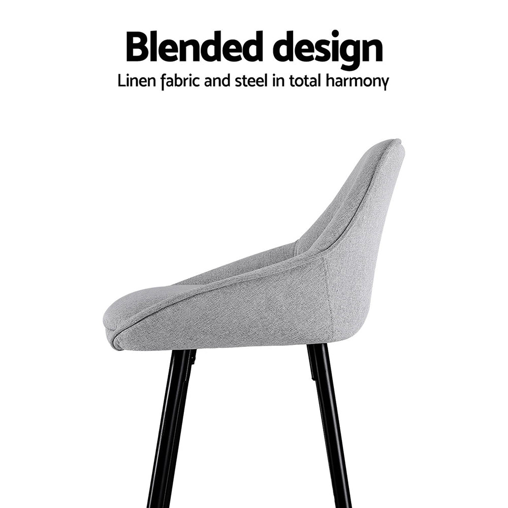 Set of 4 Halston Winged Bar Stools - Grey & Black