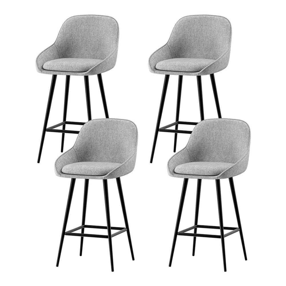 Set of 4 Halston Winged Bar Stools - Grey & Black