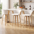 Set of 3 Wooden Swivel Kitchen Counter Bar Stools 66cm - White