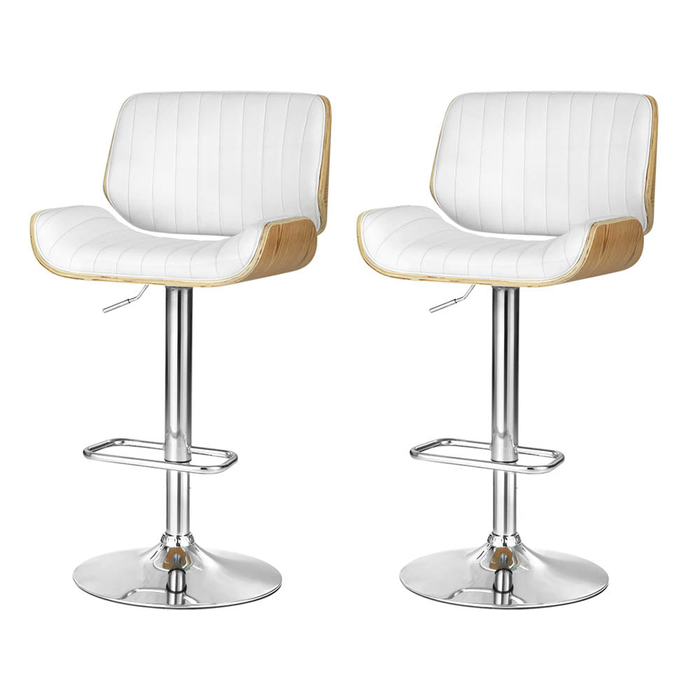 Set of 2 Galina Adjustable Swivel Bar Stools - White