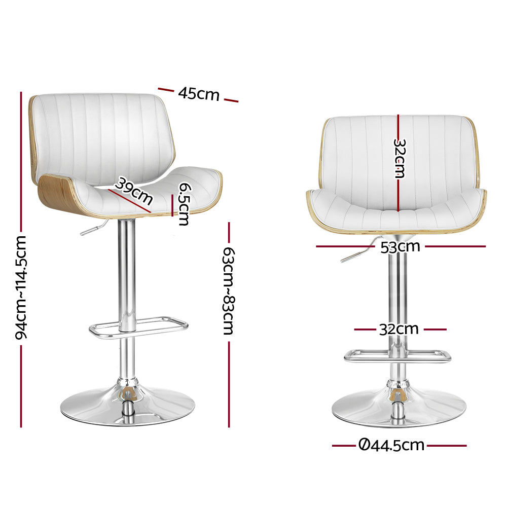 Set of 2 Galina Adjustable Swivel Bar Stools - White