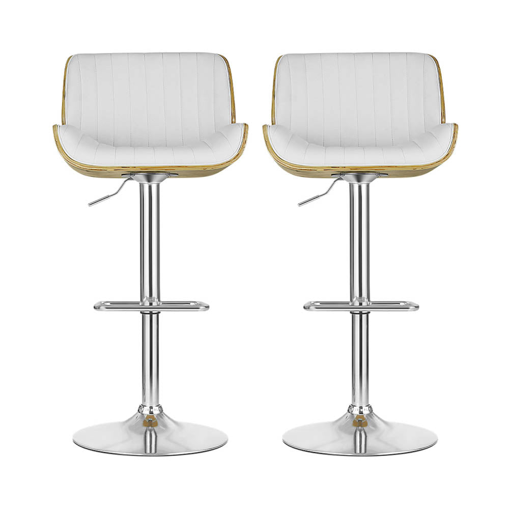 Set of 2 Galina Adjustable Swivel Bar Stools - White