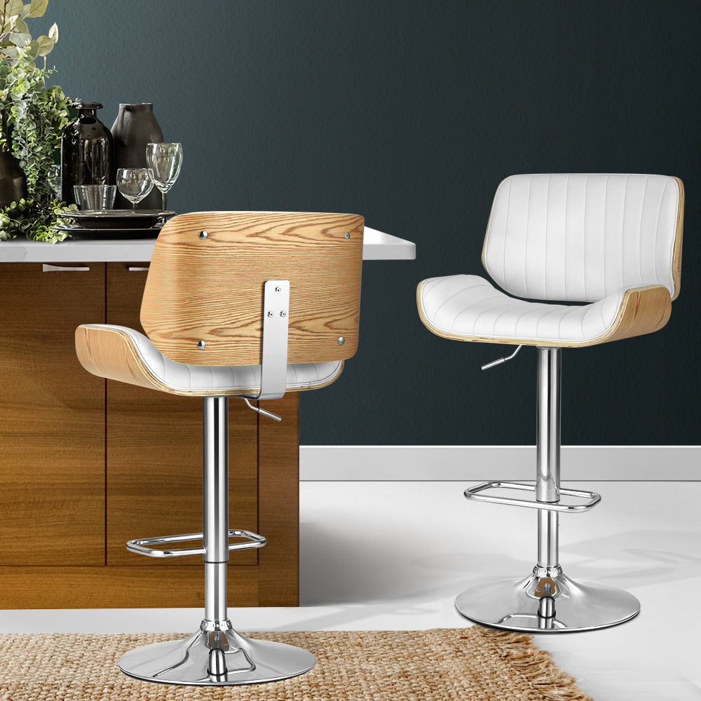 Set of 2 Galina Adjustable Swivel Bar Stools - White