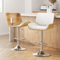 Set of 2 Galina Adjustable Swivel Bar Stools - White