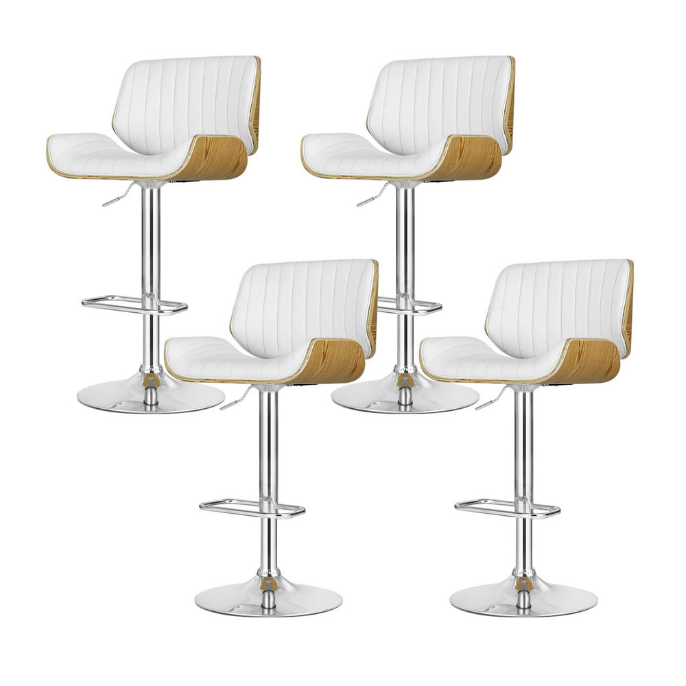 Set of 4 Galina Adjustable Swivel Bar Stools - White