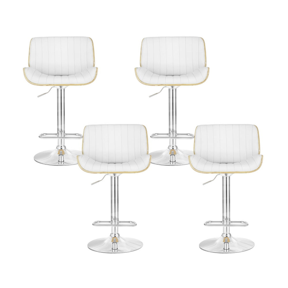 4x Bar Stools Adjustable Leather Chairs