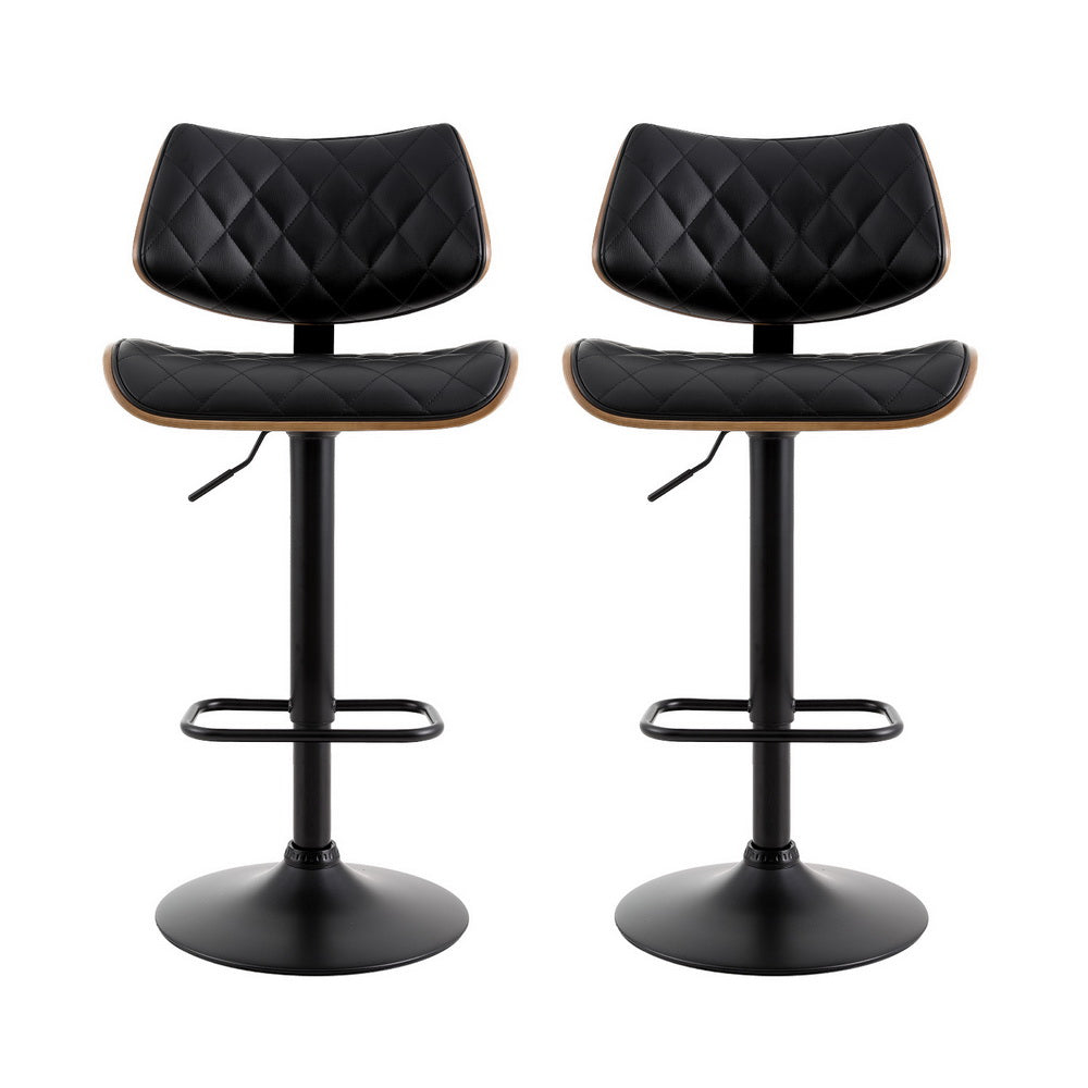 Set of 2 Quentin Gas Lift Bar Stools - Black