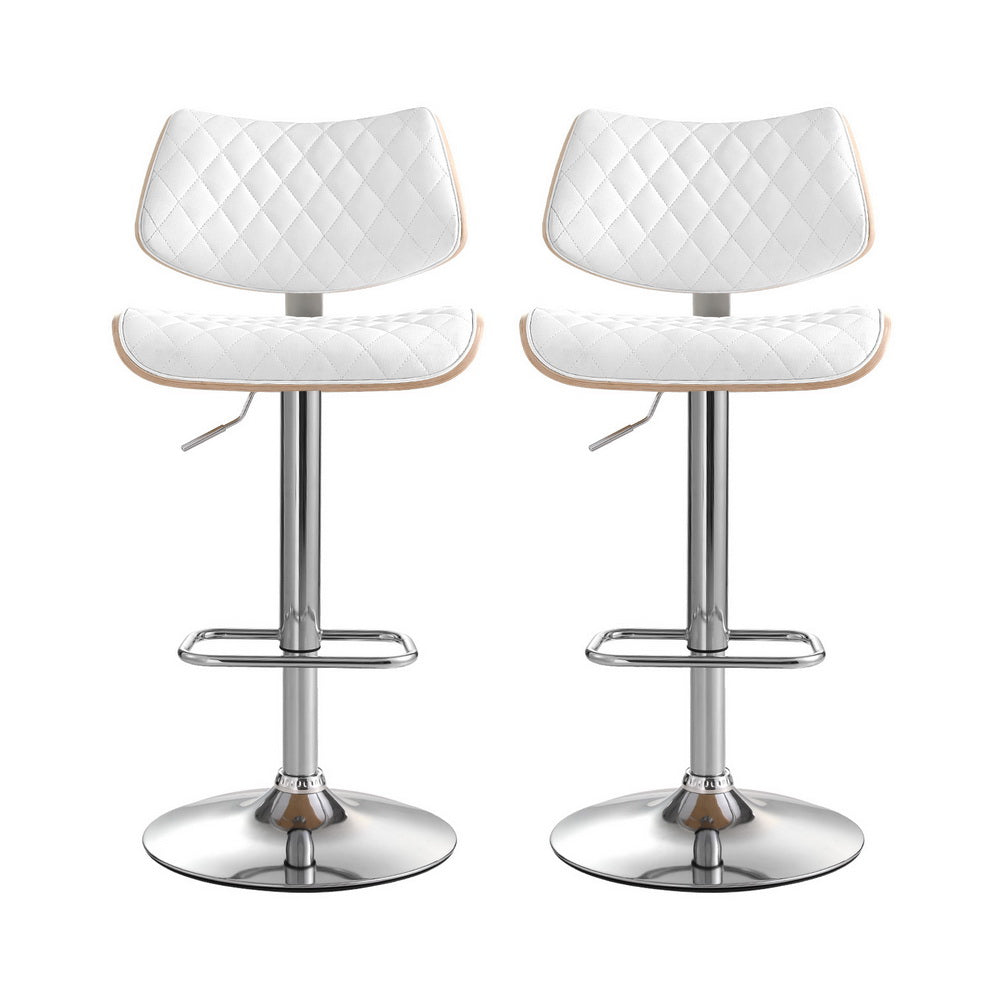 Set of 2 Quentin Gas Lift Bar Stools - White