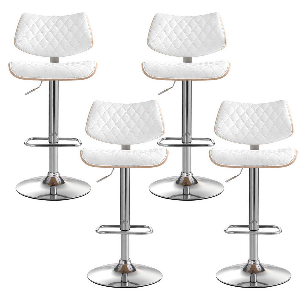 Set of 4 Quentin Gas Lift Bar Stools - White