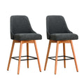 Set of 2 Henley Fabric Bar Stools with Curved Backrest – Charcoal