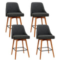 Set of 4 Henley Fabric Bar Stools with Curved Backrest – Charcoal