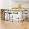 Set of 4 Bar Stools Steel Fabric - Grey and Black