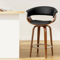 Lawson Wood and Leather Swivel Bar Stool Black