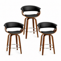 Set of 3 Wooden Kitchen Bar Stools 65cm - Black