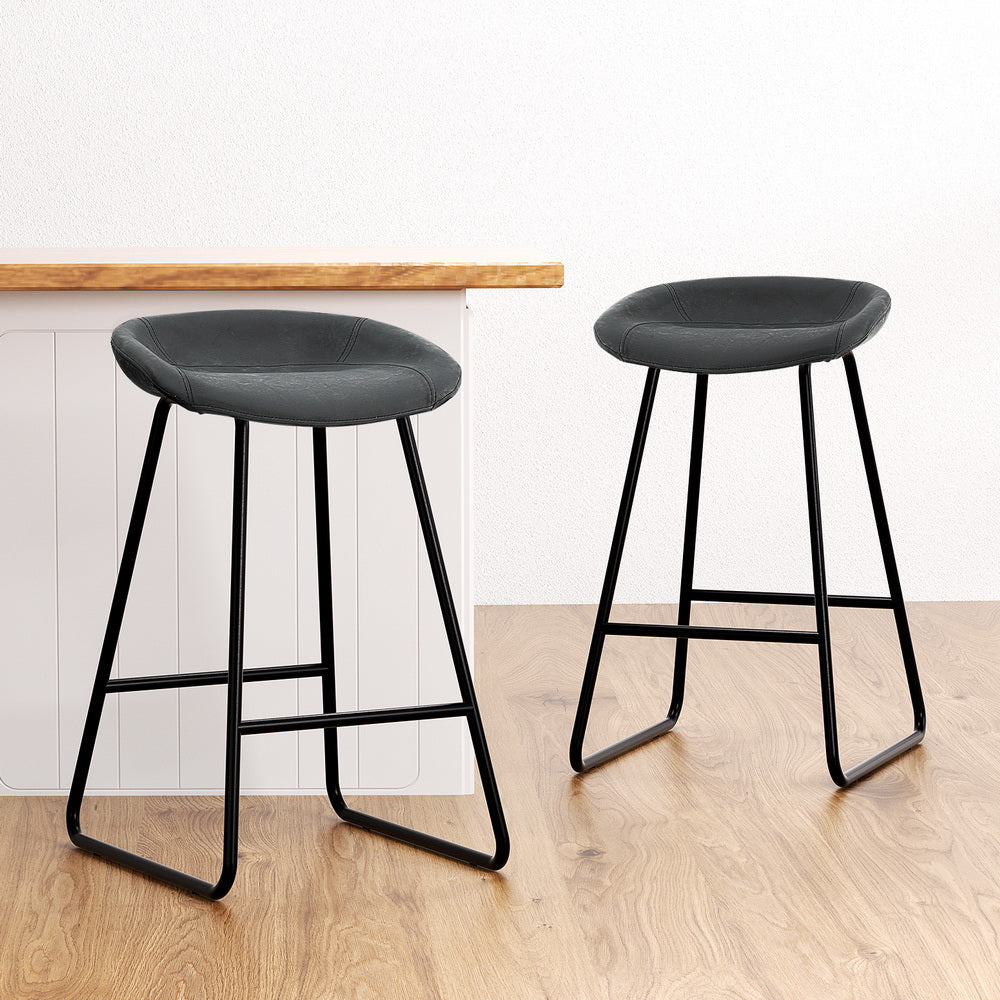 Set of 2 Ludovic Bar Stools - Black