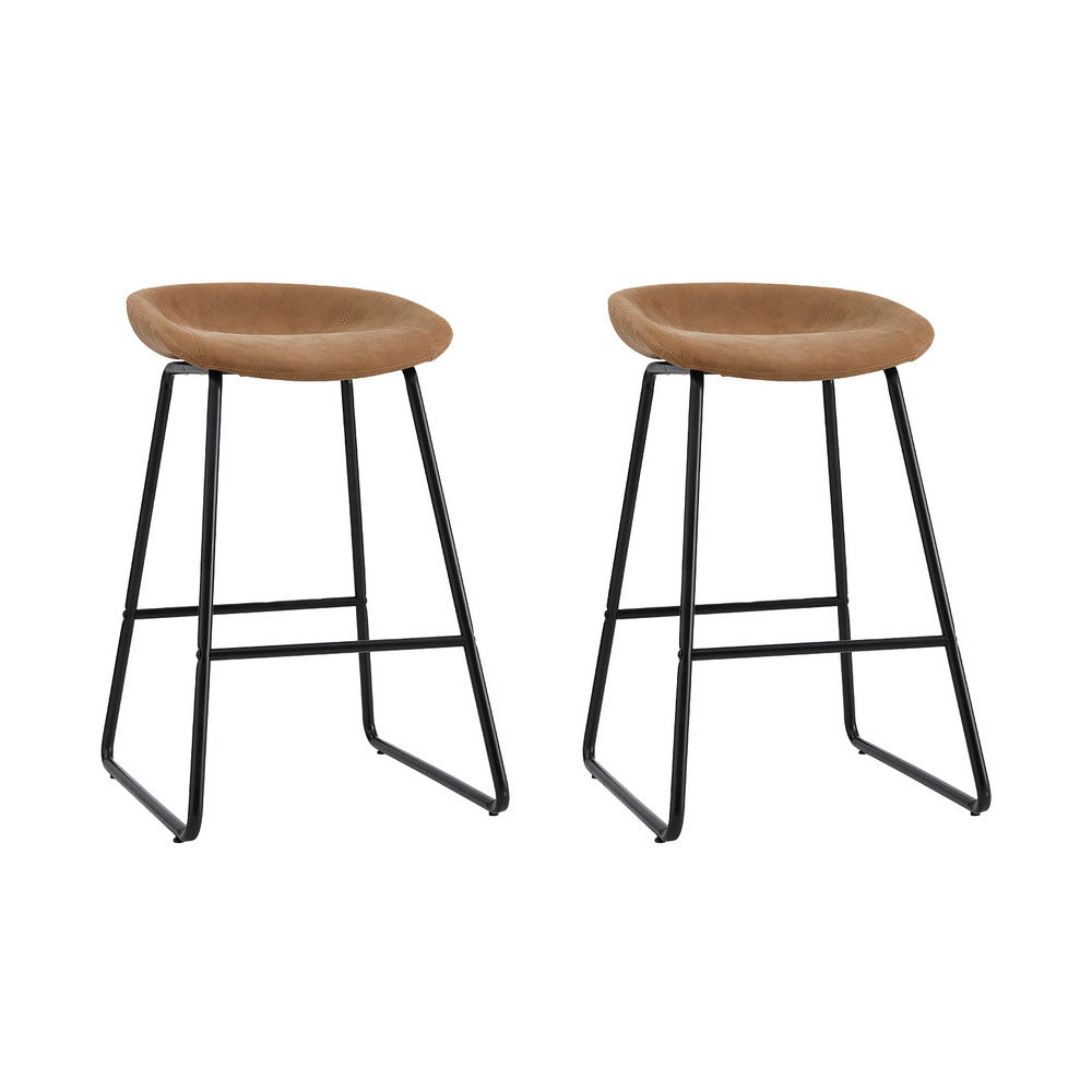 Set of 2 Ludovic Bar Stools - Brown