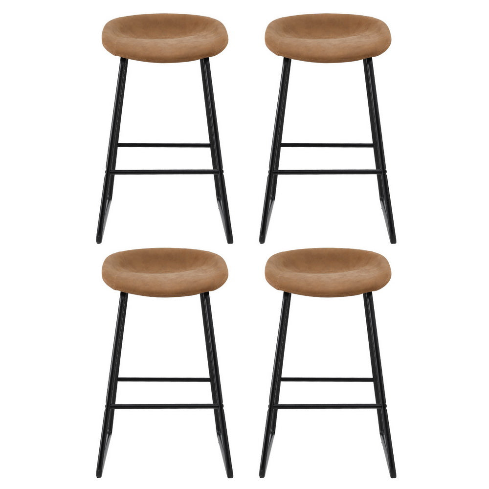 Set of 4 Ludovic Bar Stools - Brown