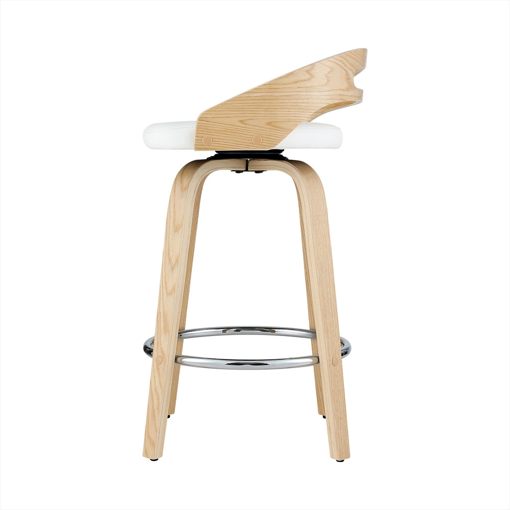 Set of 2 Contoured Wood Bar Stools - White and Pine