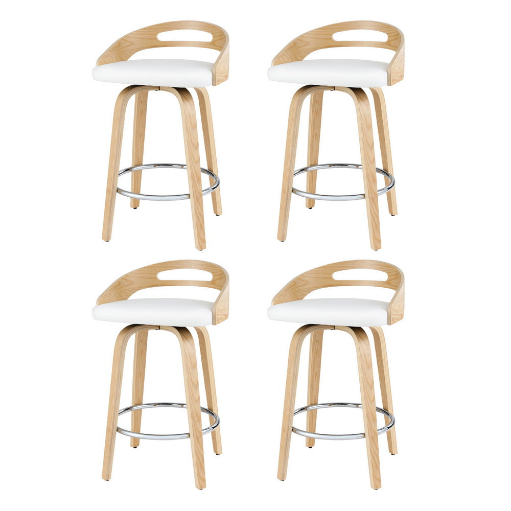 4x Bar Stools Swivel Dining Chairs Low Back Counter Seat PU Cushion