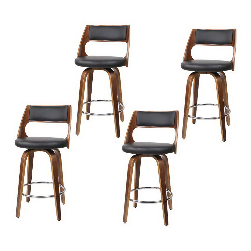 4x Bar Stools Swivel Leather Chair 65cm