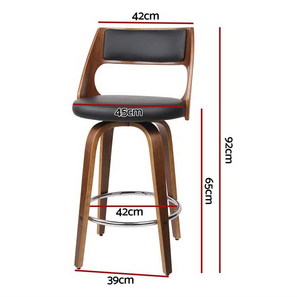 4x Bar Stools Swivel Leather Chair 65cm