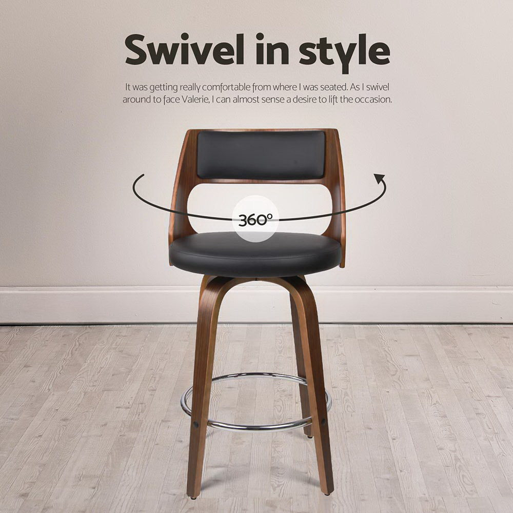 4x Bar Stools Swivel Leather Chair 65cm