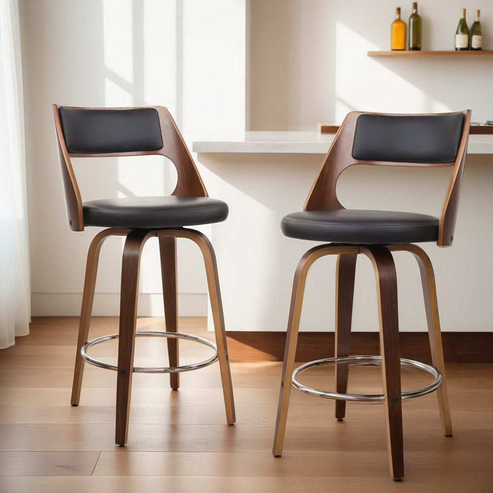 4x Bar Stools Swivel Leather Chair 65cm