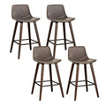 Set of 4 Bentwood PU Leather Bar Stools Square Footrest - Wood and Brown