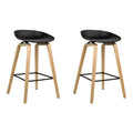 Set of 2 Elliot Bentwood Bar Stools - Wooden & Black