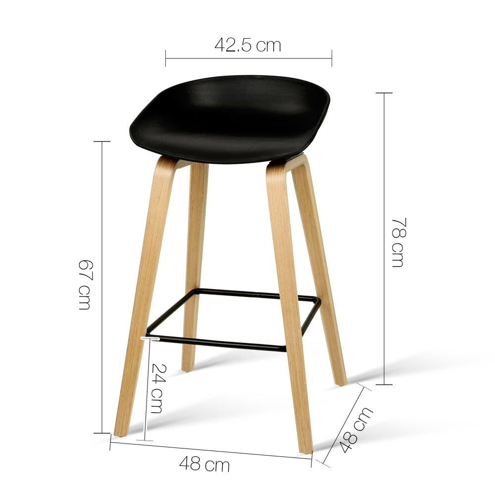 4x Bar Stools Kitchen Counter Stool Dining Chairs Wooden Black