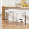 Set of 2 Luna PU Leather Bar Stools - White & Chrome