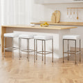 Set of 4 Luna PU Leather Bar Stools - White & Chrome