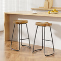 Set of 2 Elm Wood Backless Bar Stools 75cm - Black and Light Natural