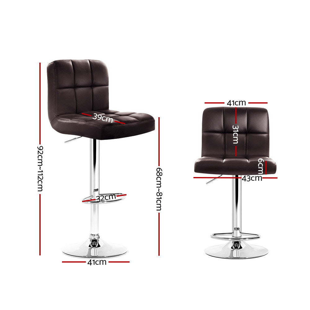 Set of 2 Vienna Gas Lift Bar Stools - Chocolate Brown