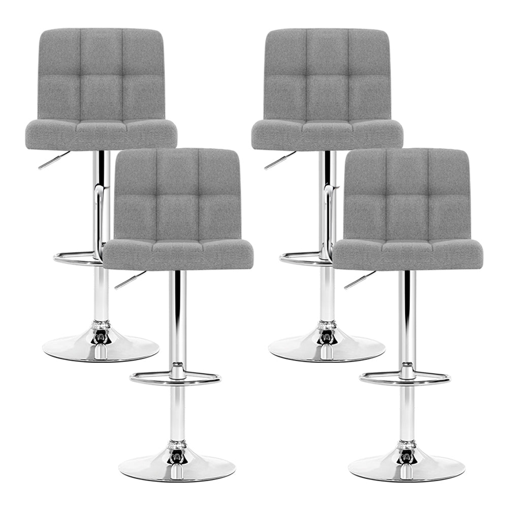 Set of 4 Vienna Gas Lift Bar Stools - Grey Fabric