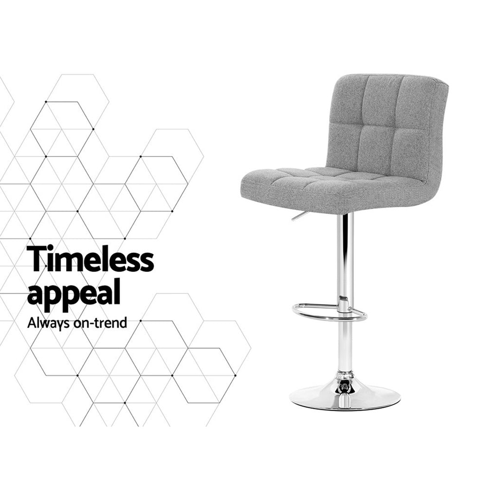 Set of 4 Vienna Gas Lift Bar Stools - Grey Fabric