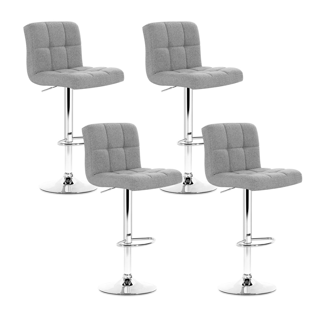 Set of 4 Vienna Gas Lift Bar Stools - Grey Fabric