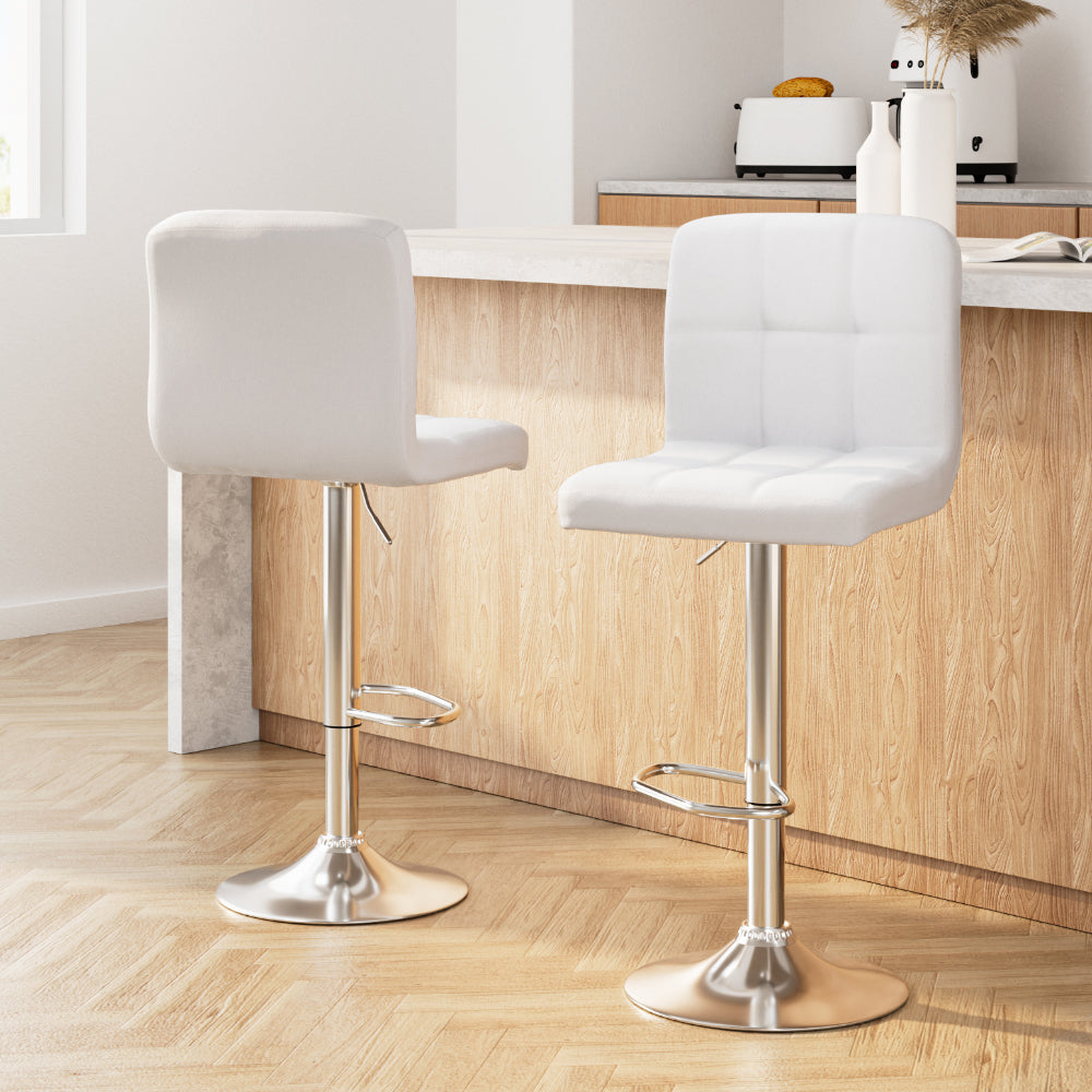 Set of Vienna Gas Lift Bar Stools White