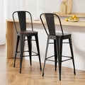 Set of 2 Torin Industrial Metal & Wooden Bar Stools ‚Äì Black