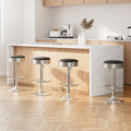 Set of 4 PU Leather Backless Bar Stools - Black and Chrome