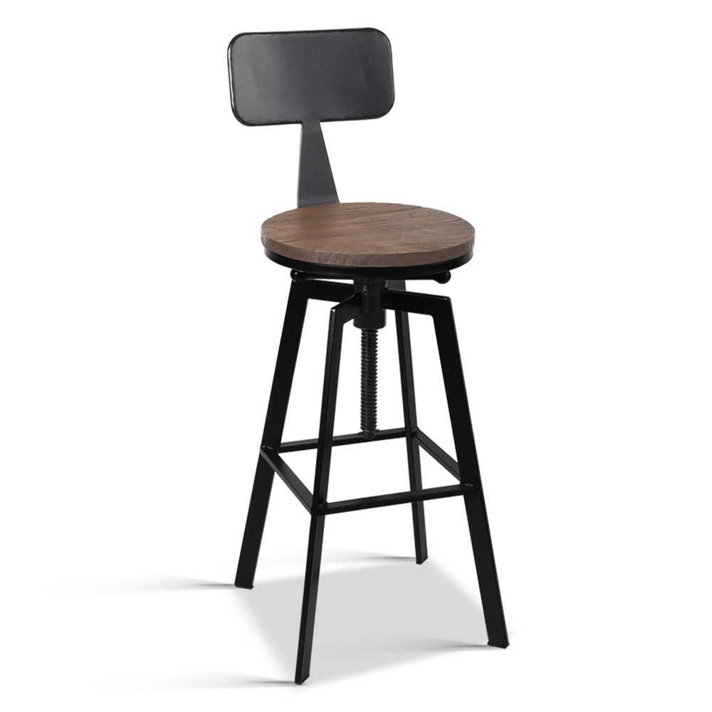 Cooper Industrial Style Metal and Wooden Rustic Bar Stool Black