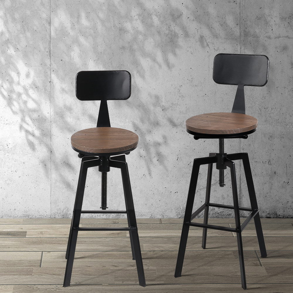 Cooper Industrial Style Metal and Wooden Rustic Bar Stool Black