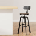 Cooper Industrial Style Metal and Wooden Rustic Bar Stool Black