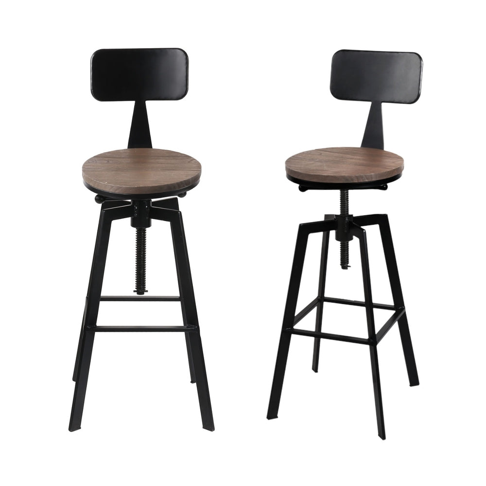 Set of 4 Cooper Industrial Style Metal and Wooden Rustic Bar Stools Black